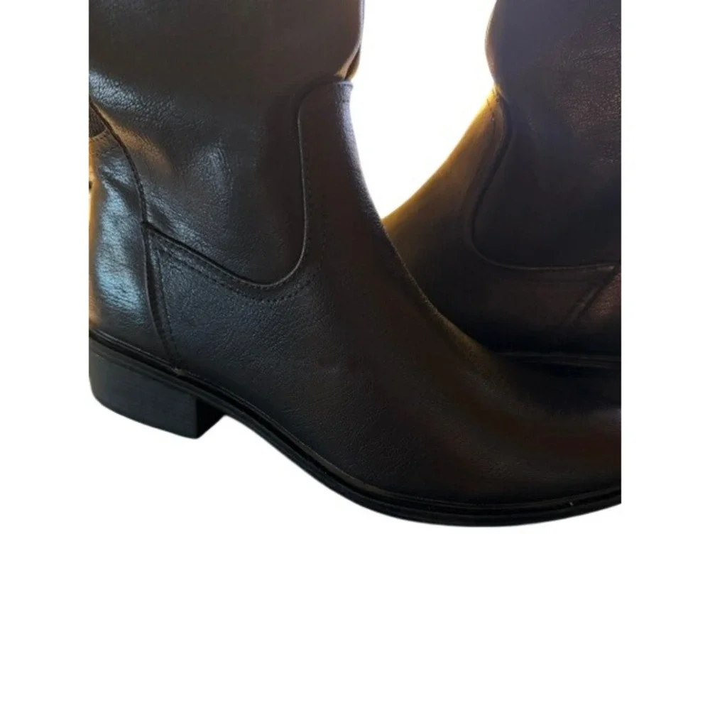 Baretraps Anika Black Leather Over The Knee Boots‎ Stretch Back Panel 9.5M